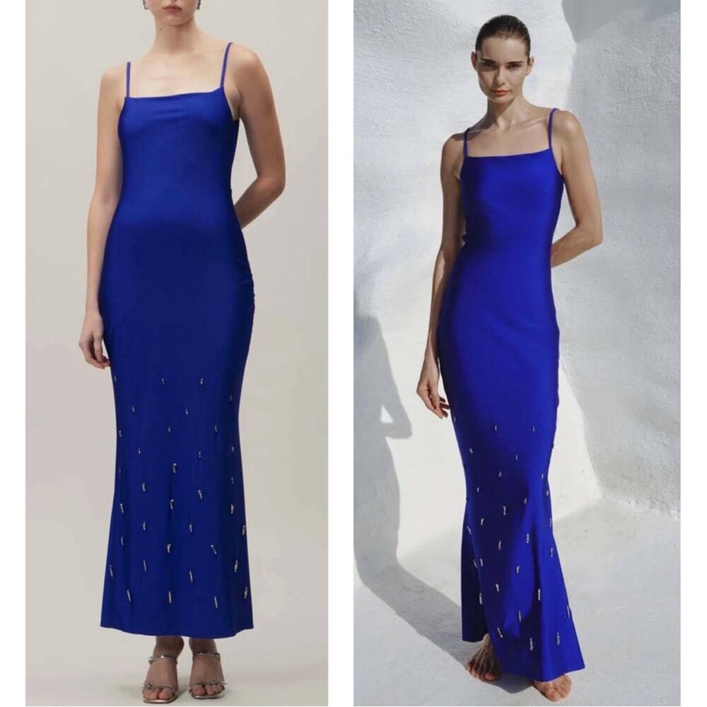BAOBAB Cale Bead Embellished Cassiopea Blue Maxi Dress Size XS